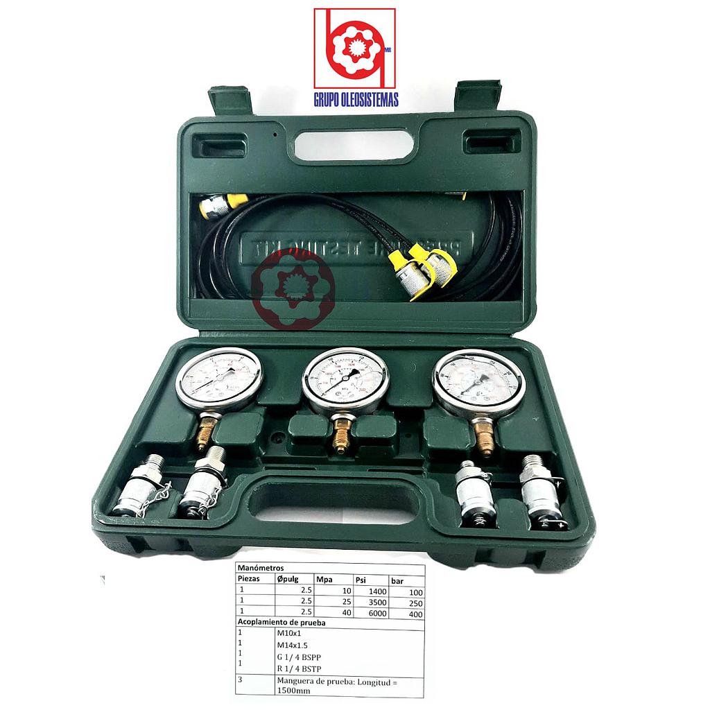 KIT DE PRUEBA PARA MEDIR PRESION GDTK-40 (3 MANOMETROS)