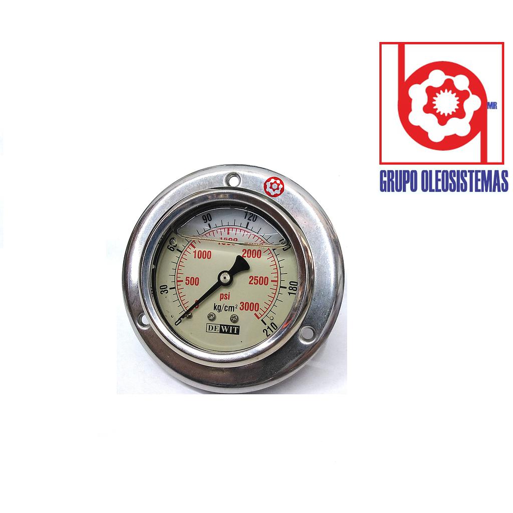 MANOMETRO 0 A 210 KG CARATULA 2-1/2" POSTERIOR DE 1/4 NPT