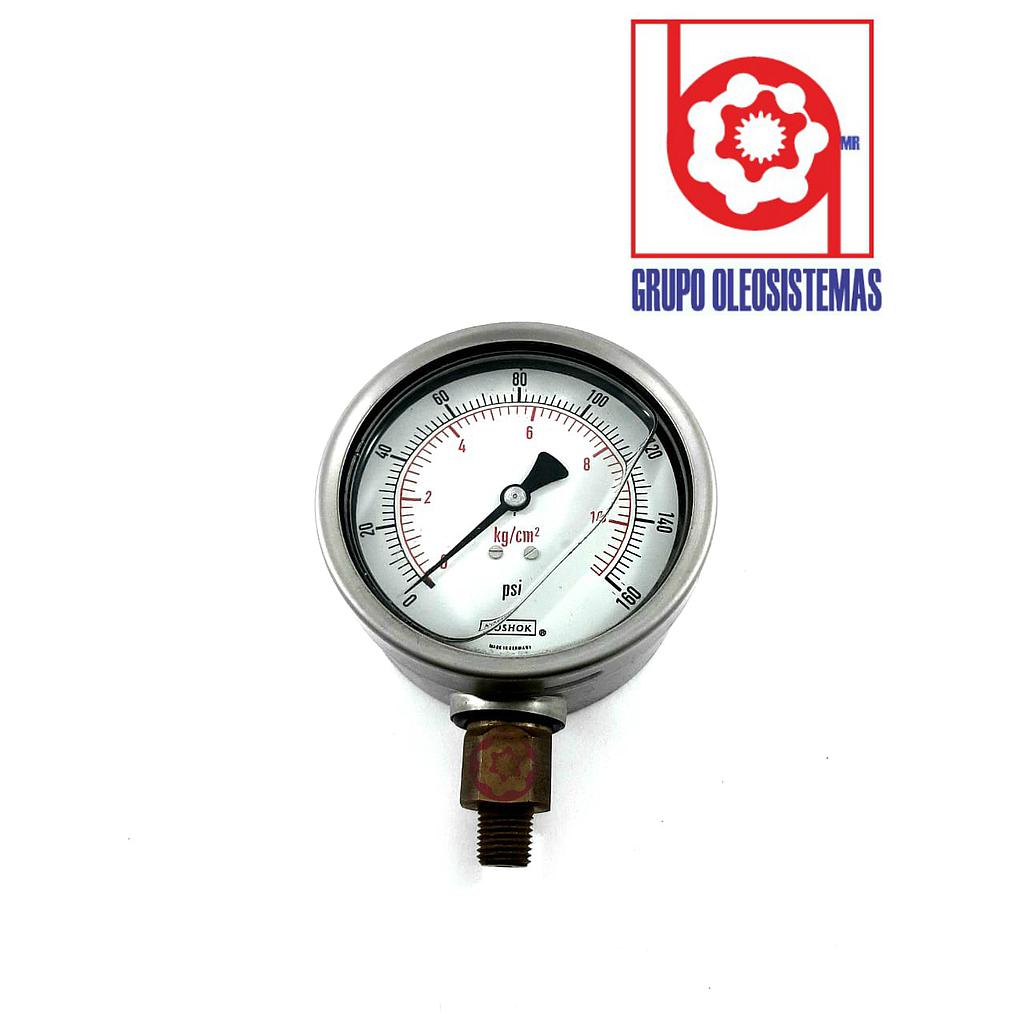 MANOMETRO 0 A 160 PSI CARATULA 4 " INFERIOR