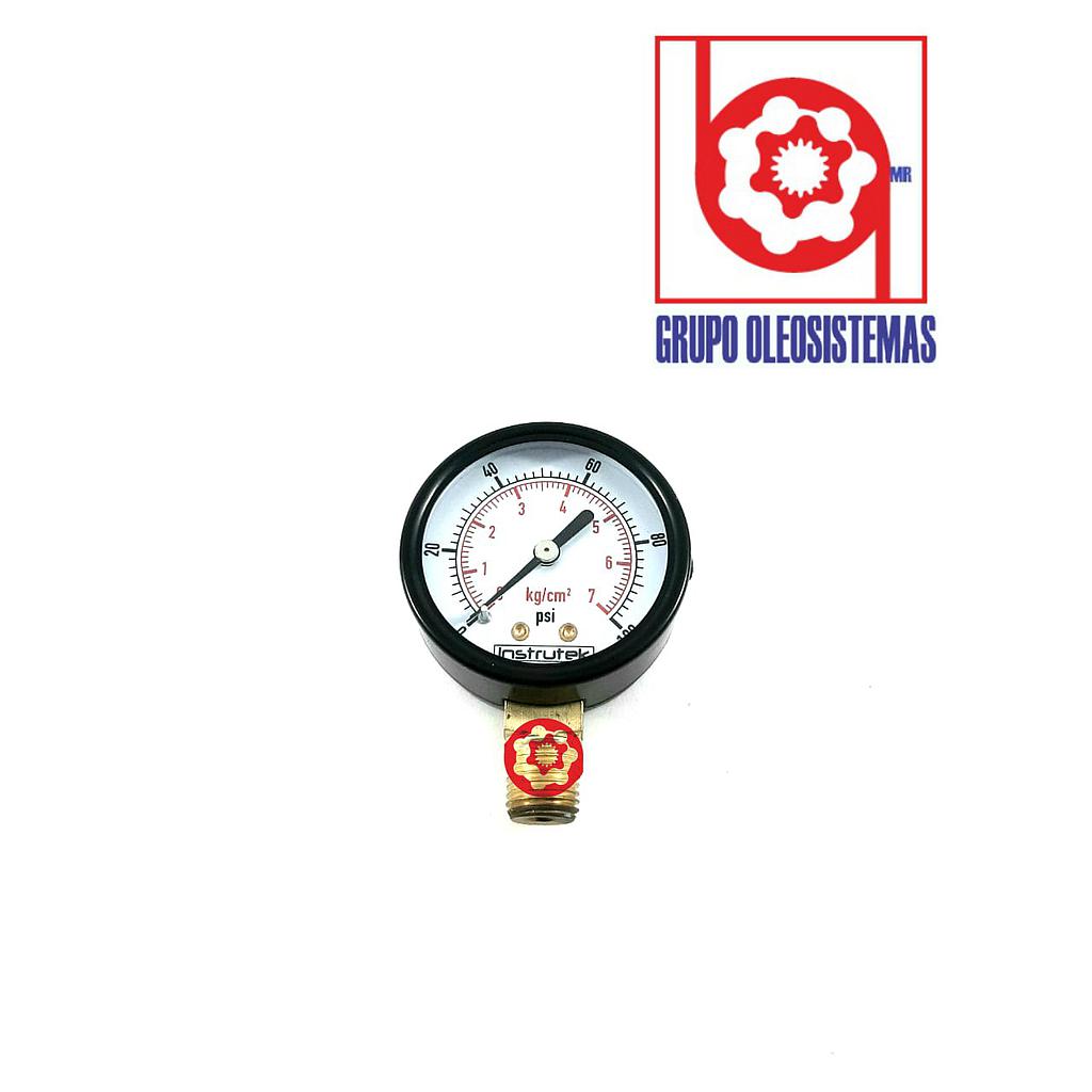 MANOMETRO 0 A 100 PSI SECO CARATULA 2" INFERIOR