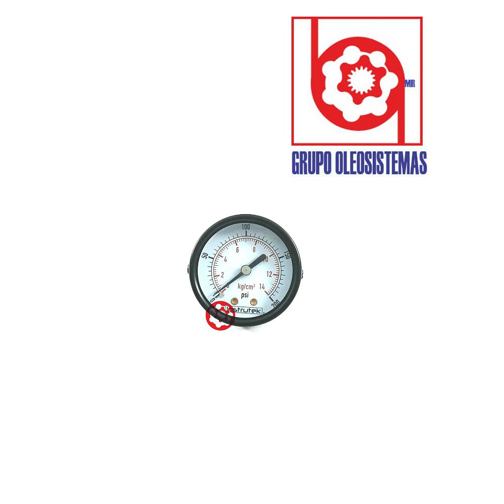 MANOMETRO 0 A 200 PSI CARATULA 2" POSTERIOR SECO