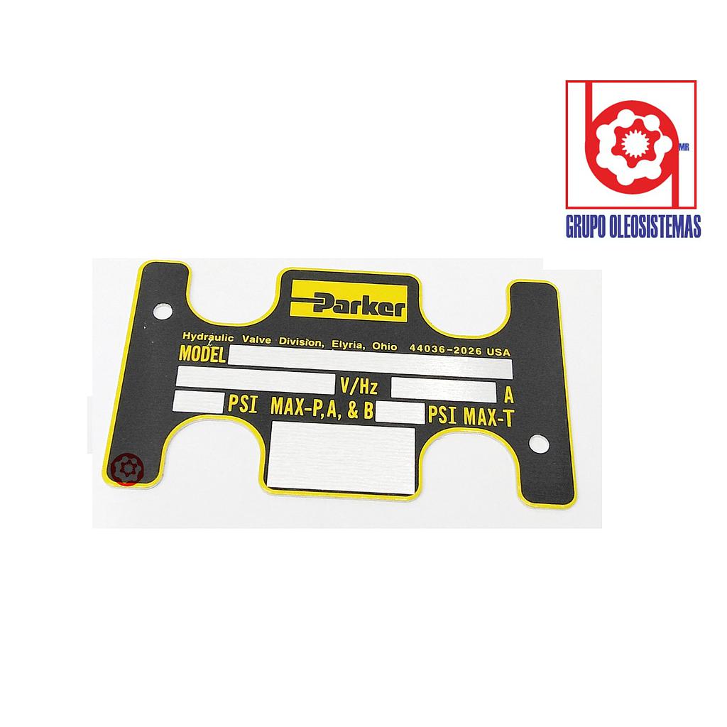 PLACA DE IDENTIFICACION PARKER CETOP3
